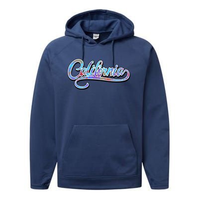 California Flower And Palm Performance Fleece Hoodie