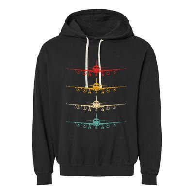 Colorful Flying Airplanes Airline Pilot Airplane Aircraft Garment-Dyed Fleece Hoodie