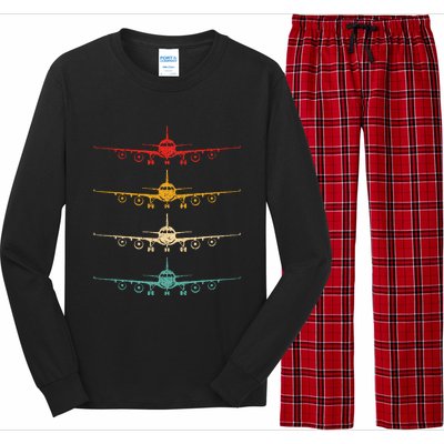 Colorful Flying Airplanes Airline Pilot Airplane Aircraft Long Sleeve Pajama Set