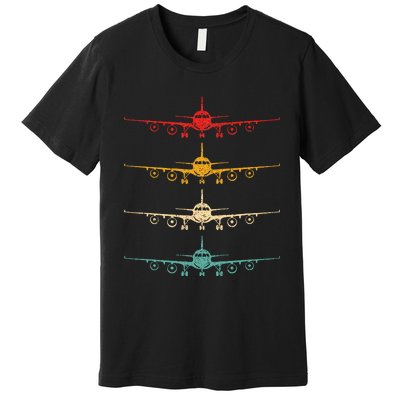 Colorful Flying Airplanes Airline Pilot Airplane Aircraft Premium T-Shirt