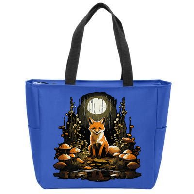 Cottagecore Fox Aesthetic Mushroom Outfit For Women Zip Tote Bag