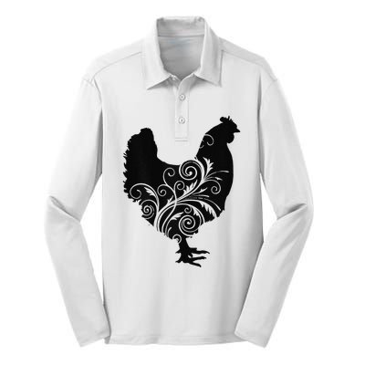 Chicken Farm Animal Poultry Farmer Gift Silk Touch Performance Long Sleeve Polo