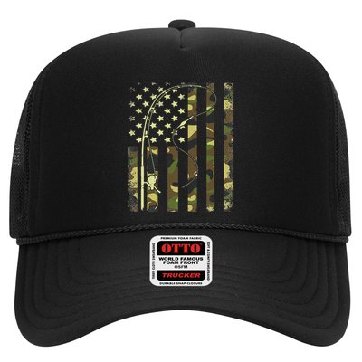 Camo Fishing American Flag Bass Fishing Trucker Hat