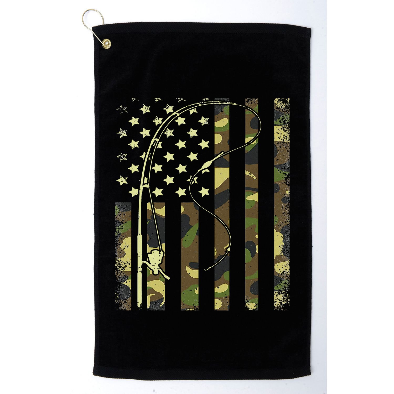 Camo Fishing American Flag Bass Fishing Golf Towel