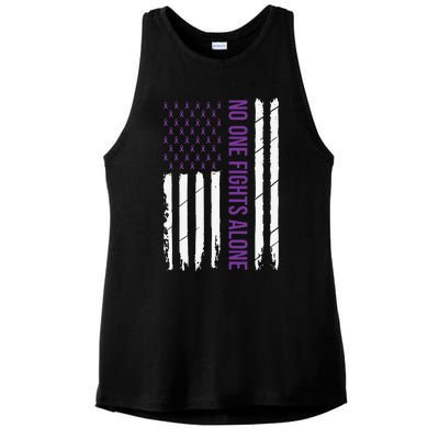 Cystic Fibrosis Awareness Purple Ribbon Ladies PosiCharge Tri-Blend Wicking Tank