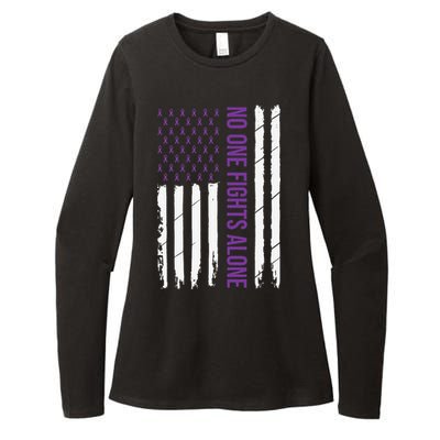 Cystic Fibrosis Awareness Purple Ribbon Womens CVC Long Sleeve Shirt