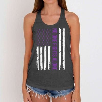 Cystic Fibrosis Awareness Purple Ribbon Women's Knotted Racerback Tank