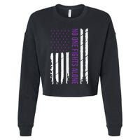 Cystic Fibrosis Awareness Purple Ribbon Cropped Pullover Crew