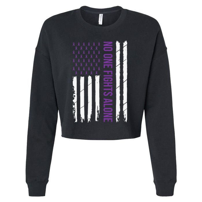 Cystic Fibrosis Awareness Purple Ribbon Cropped Pullover Crew