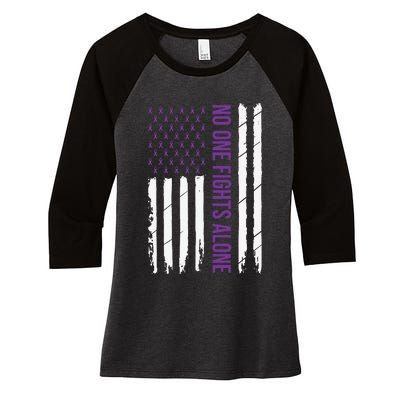 Cystic Fibrosis Awareness Purple Ribbon Women's Tri-Blend 3/4-Sleeve Raglan Shirt