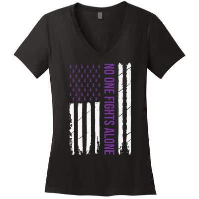 Cystic Fibrosis Awareness Purple Ribbon Women's V-Neck T-Shirt