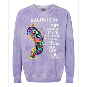 Cute Funny August Girl Paisley Butterfly Colorblast Crewneck Sweatshirt