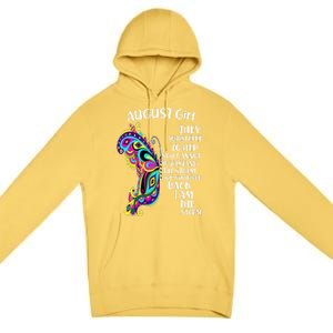 Cute Funny August Girl Paisley Butterfly Premium Pullover Hoodie