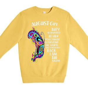 Cute Funny August Girl Paisley Butterfly Premium Crewneck Sweatshirt