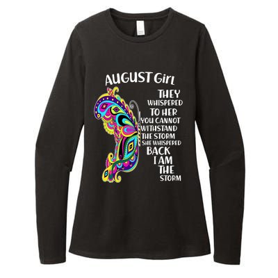 Cute Funny August Girl Paisley Butterfly Womens CVC Long Sleeve Shirt