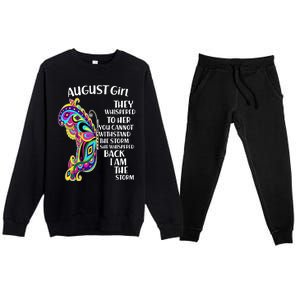 Cute Funny August Girl Paisley Butterfly Premium Crewneck Sweatsuit Set