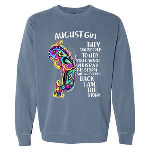 Cute Funny August Girl Paisley Butterfly Garment-Dyed Sweatshirt