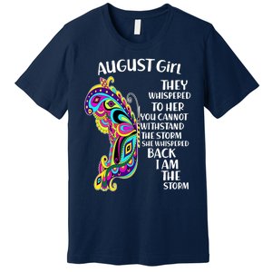 Cute Funny August Girl Paisley Butterfly Premium T-Shirt