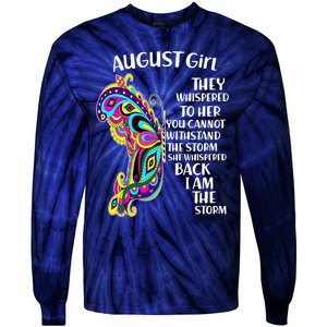 Cute Funny August Girl Paisley Butterfly Tie-Dye Long Sleeve Shirt