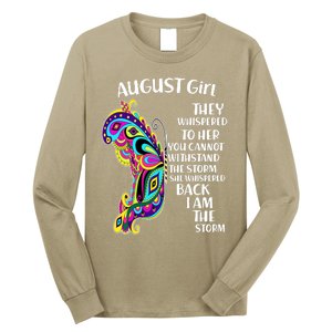 Cute Funny August Girl Paisley Butterfly Long Sleeve Shirt