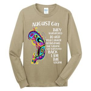 Cute Funny August Girl Paisley Butterfly Tall Long Sleeve T-Shirt