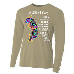 Cute Funny August Girl Paisley Butterfly Cooling Performance Long Sleeve Crew