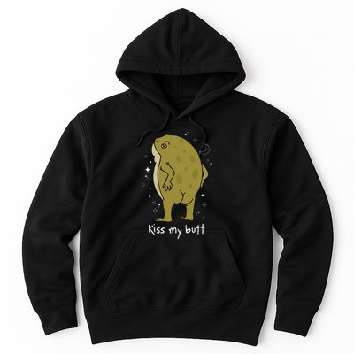 Cottagecore Frog Art Kiss My Butt Funny Frog Lovers Adult Hoodie