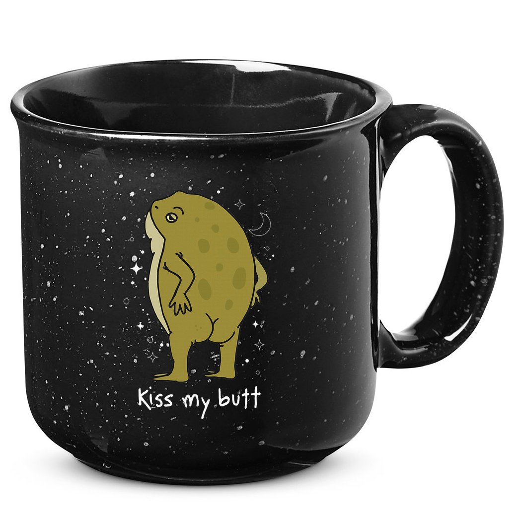 Cottagecore Frog Art Kiss My Butt Funny Frog Lovers Adult 15oz Campfire Ceramic Mug