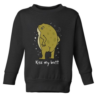Cottagecore Frog Art Kiss My Butt Funny Frog Lovers Adult Toddler Sweatshirt