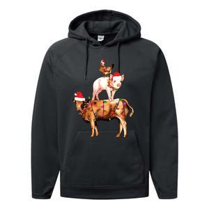 Christmas Farm Animals Sweatshirt Christmas Gift For Animal Lover Performance Fleece Hoodie