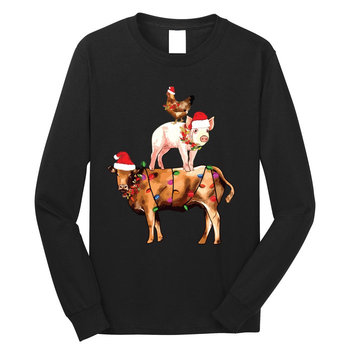 Christmas Farm Animals Sweatshirt Christmas Gift For Animal Lover Long Sleeve Shirt