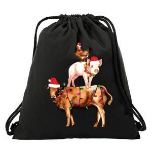 Christmas Farm Animals Sweatshirt Christmas Gift For Animal Lover Drawstring Bag