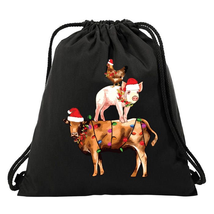 Christmas Farm Animals Sweatshirt Christmas Gift For Animal Lover Drawstring Bag