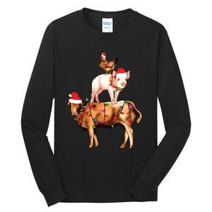 Christmas Farm Animals Sweatshirt Christmas Gift For Animal Lover Tall Long Sleeve T-Shirt