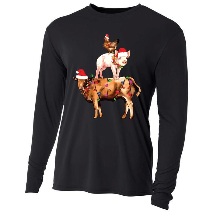 Christmas Farm Animals Sweatshirt Christmas Gift For Animal Lover Cooling Performance Long Sleeve Crew