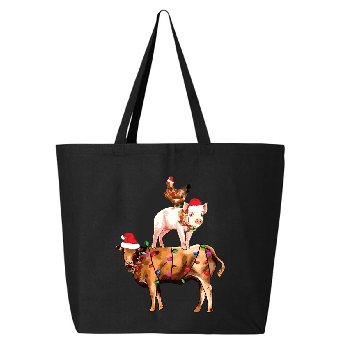Christmas Farm Animals Sweatshirt Christmas Gift For Animal Lover 25L Jumbo Tote