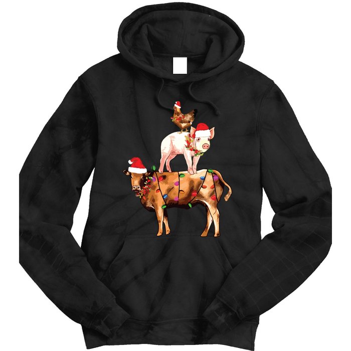 Christmas Farm Animals Sweatshirt Christmas Gift For Animal Lover Tie Dye Hoodie