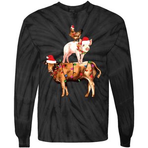 Christmas Farm Animals Sweatshirt Christmas Gift For Animal Lover Tie-Dye Long Sleeve Shirt