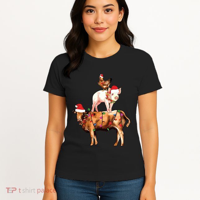 Christmas Farm Animals Sweatshirt Christmas Gift For Animal Lover Womens T-Shirt