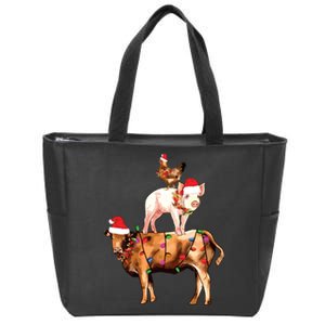 Christmas Farm Animals Sweatshirt Christmas Gift For Animal Lover Zip Tote Bag