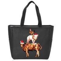 Christmas Farm Animals Sweatshirt Christmas Gift For Animal Lover Zip Tote Bag