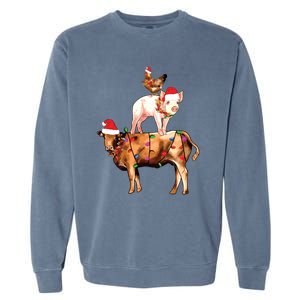 Christmas Farm Animals Sweatshirt Christmas Gift For Animal Lover Garment-Dyed Sweatshirt