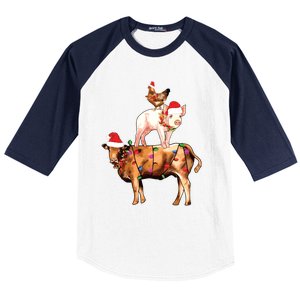 Christmas Farm Animals Sweatshirt Christmas Gift For Animal Lover Baseball Sleeve Shirt