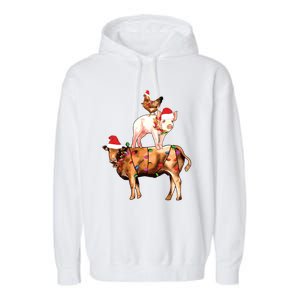 Christmas Farm Animals Sweatshirt Christmas Gift For Animal Lover Garment-Dyed Fleece Hoodie