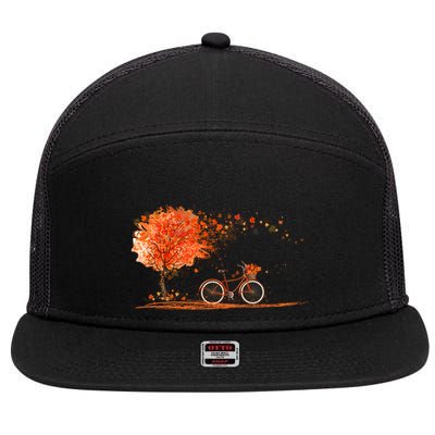 Classic Fall Autumn Season Bicycle 7 Panel Mesh Trucker Snapback Hat