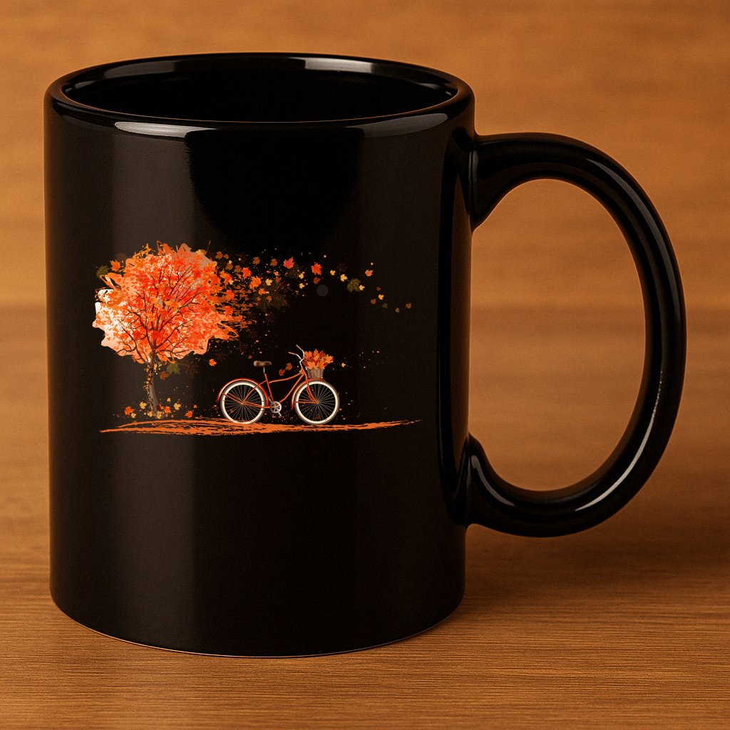 Classic Fall Autumn Season Bicycle 11oz C Handle Ceramic Mug