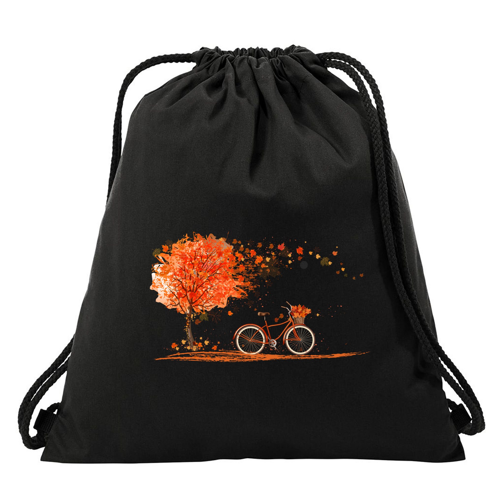 Classic Fall Autumn Season Bicycle Drawstring Bag