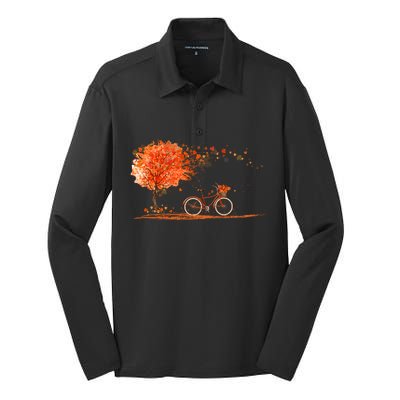 Classic Fall Autumn Season Bicycle Silk Touch Performance Long Sleeve Polo