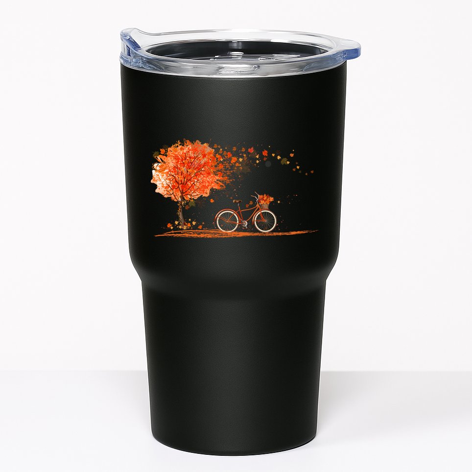 Classic Fall Autumn Season Bicycle Tumbler
