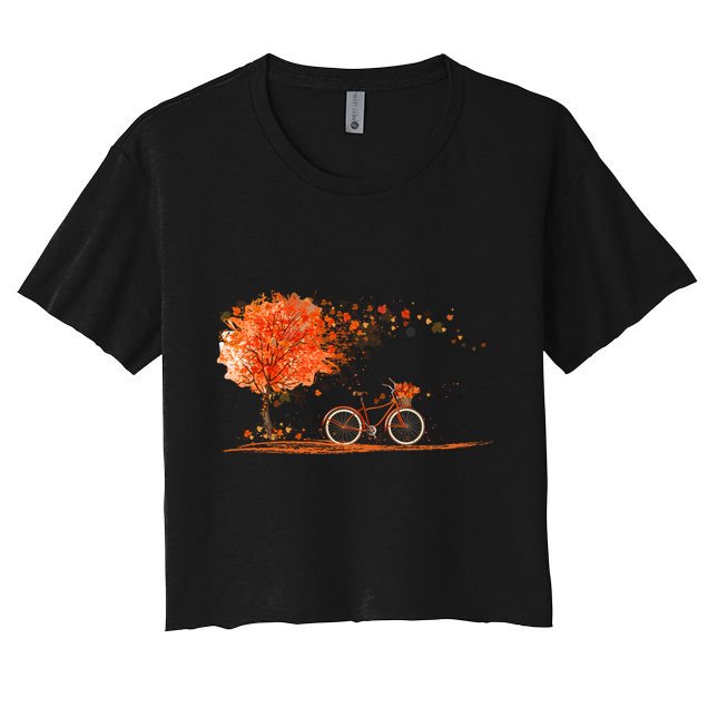 Classic Fall Autumn Season Bicycle Crop Top